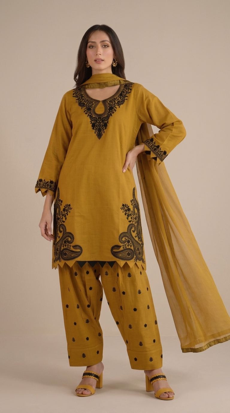 EthnixThread Premium Cotton Embroidered Farshi Suit Sets for Women