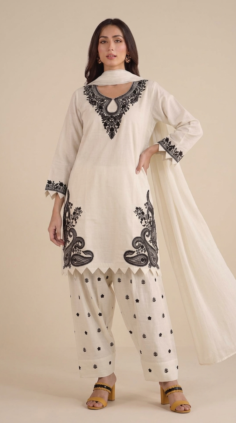 EthnixThread Premium Cotton Embroidered Farshi Suit Sets for Women