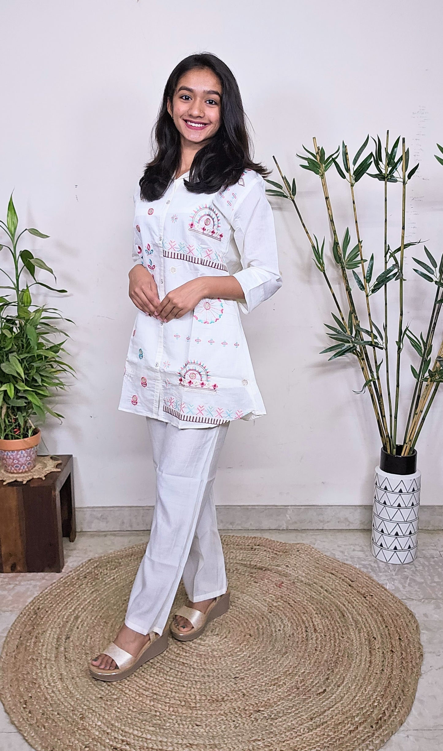 EthnixThread Trendy Embroidered Coord Sets for Teenagers in Cotton Silk