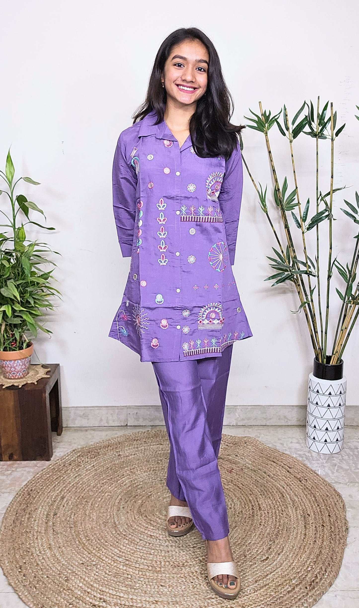 EthnixThread Trendy Embroidered Coord Sets for Teenagers in Cotton Silk