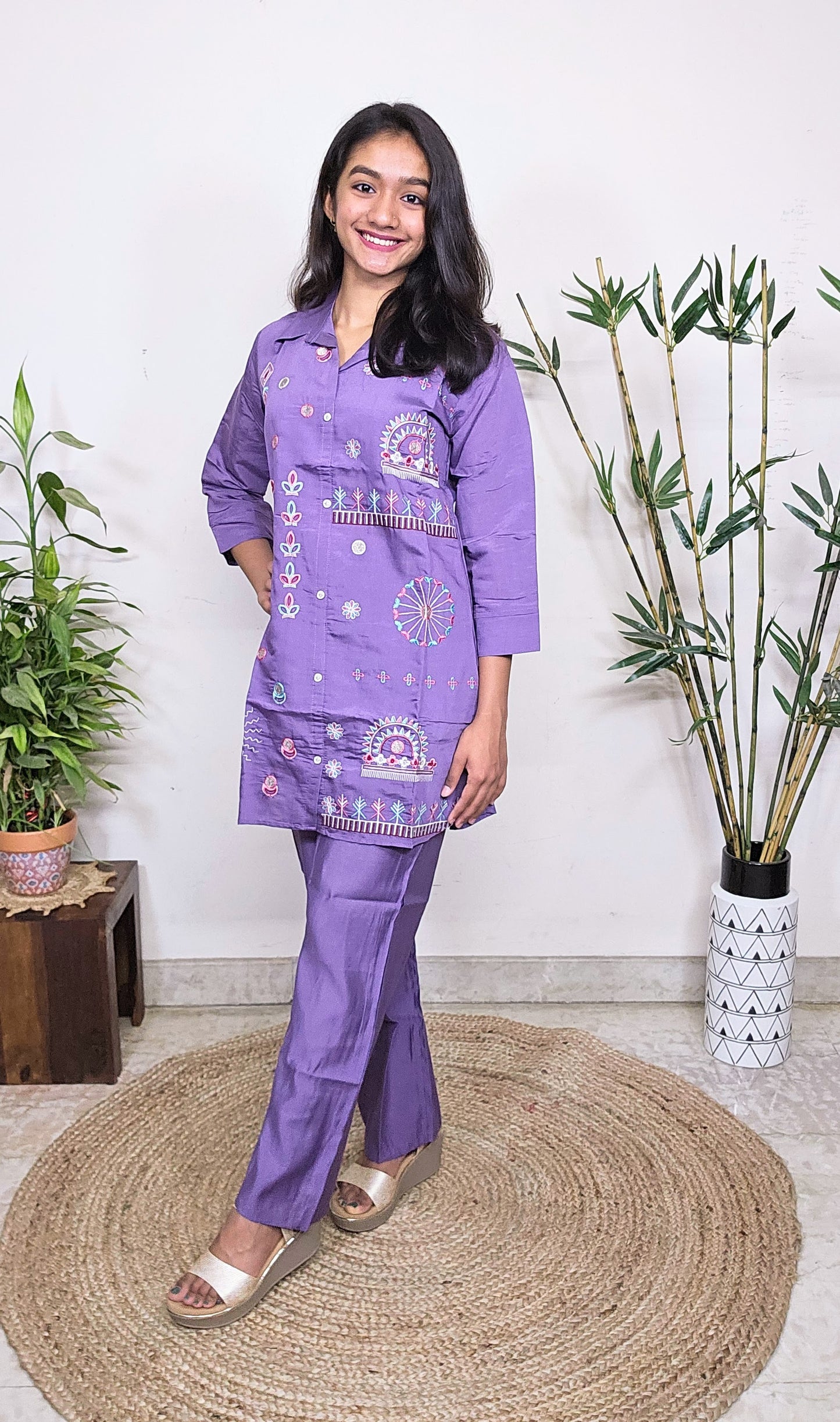 EthnixThread Trendy Embroidered Coord Sets for Teenagers in Cotton Silk