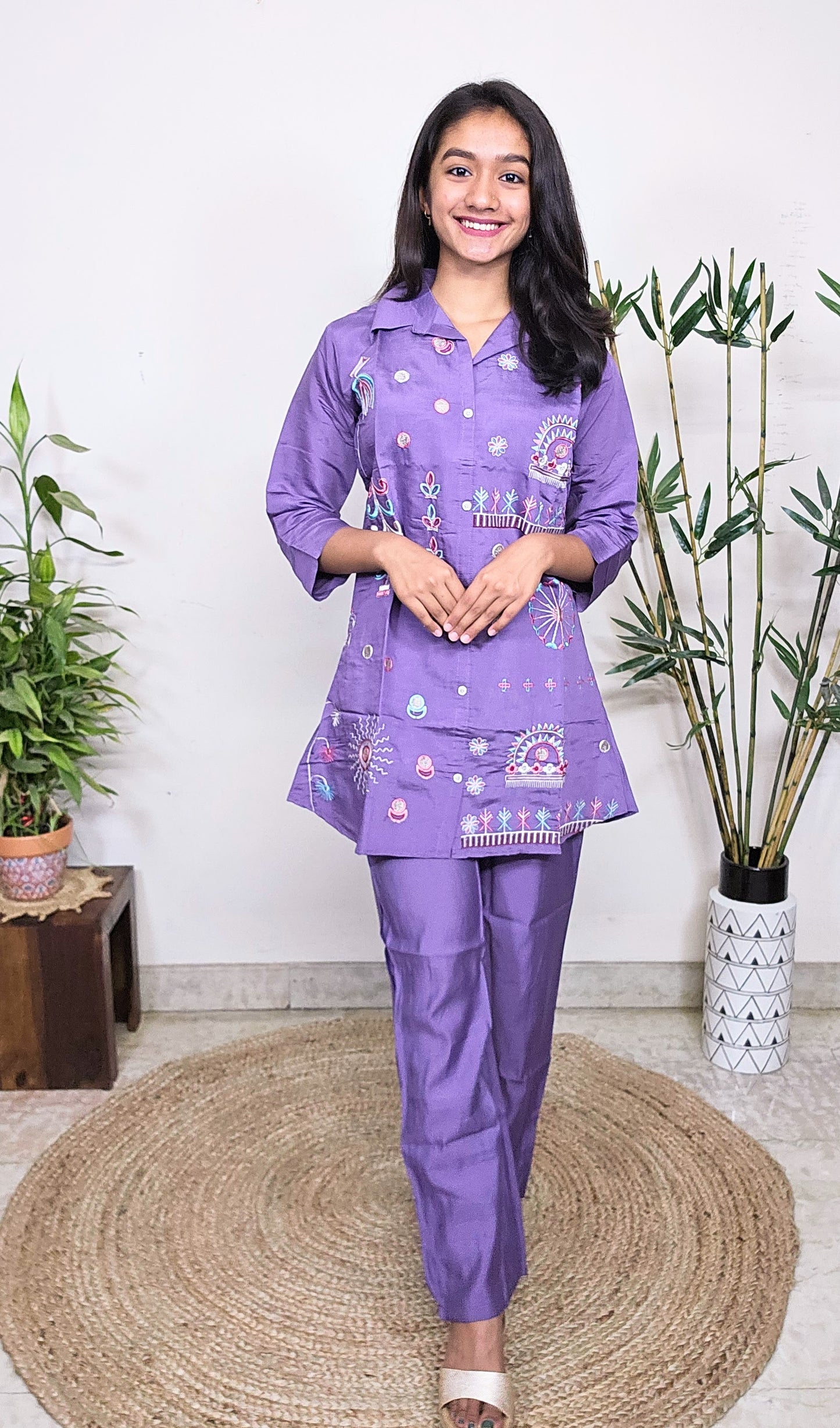 EthnixThread Trendy Embroidered Coord Sets for Teenagers in Cotton Silk
