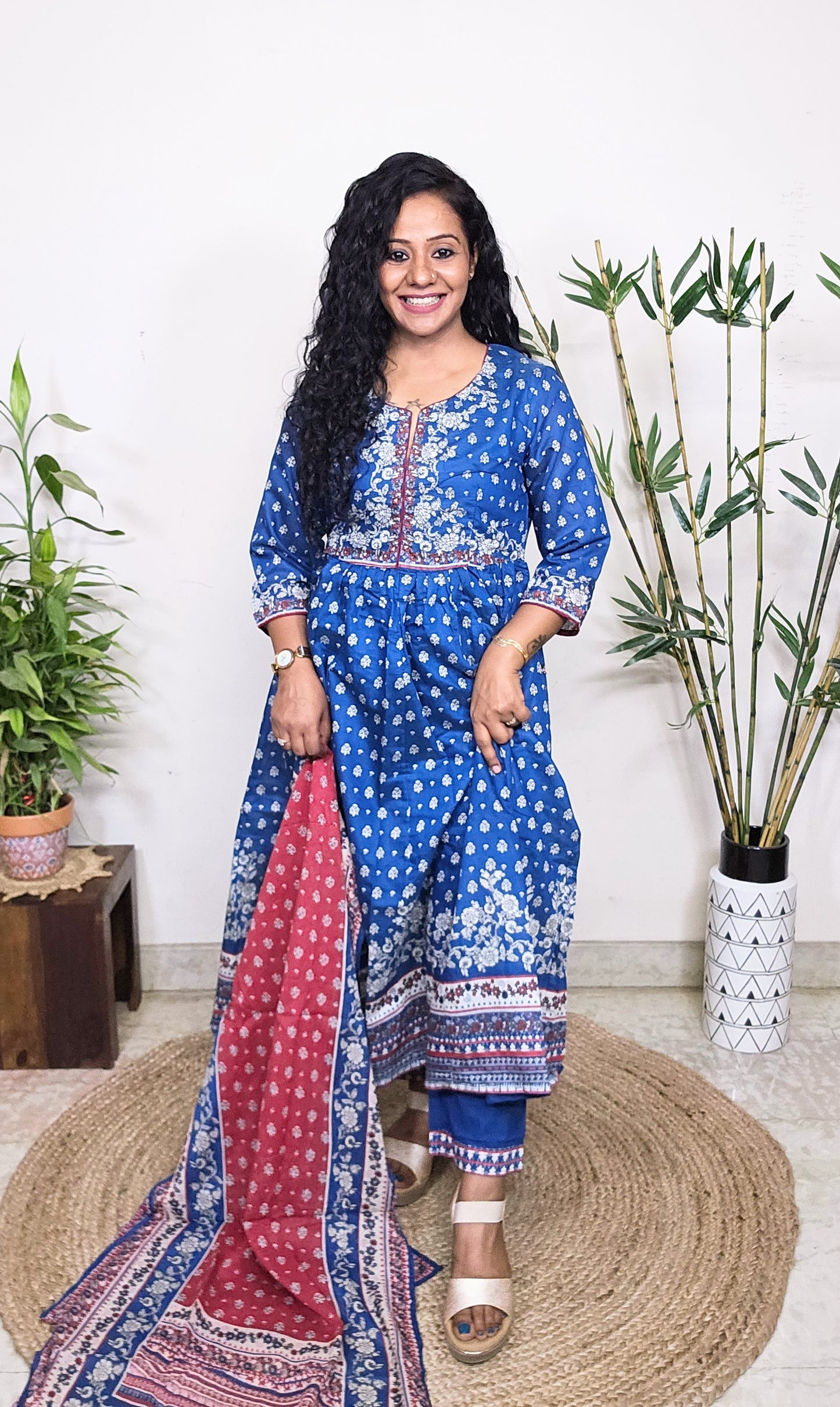 EthnixThread Embroidered Fancy Readymade Anarkali Suit Set