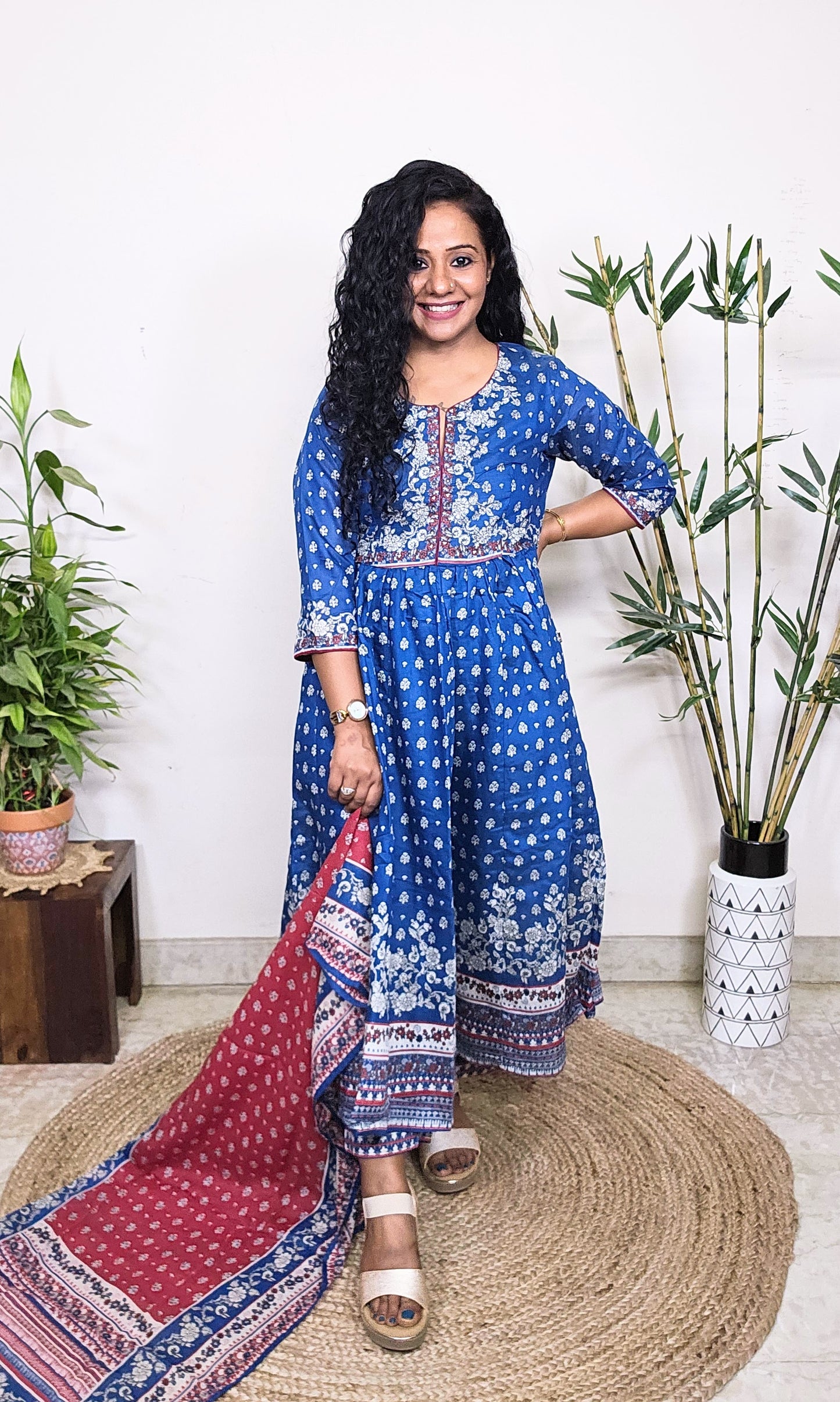 EthnixThread Embroidered Fancy Readymade Anarkali Suit Set