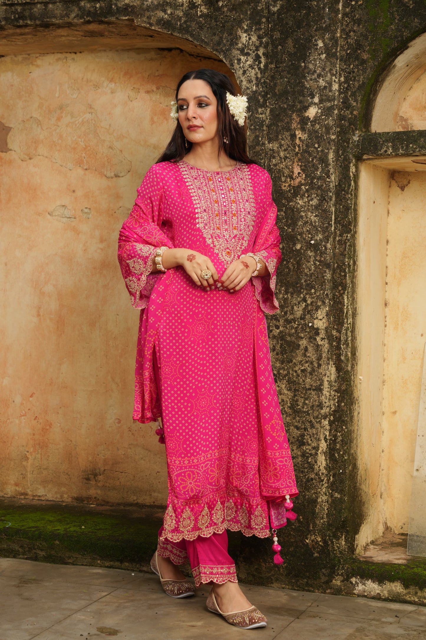 EthnixThread Bandhani Embroidered Party Wear Suit Sets for Festive Celebrations