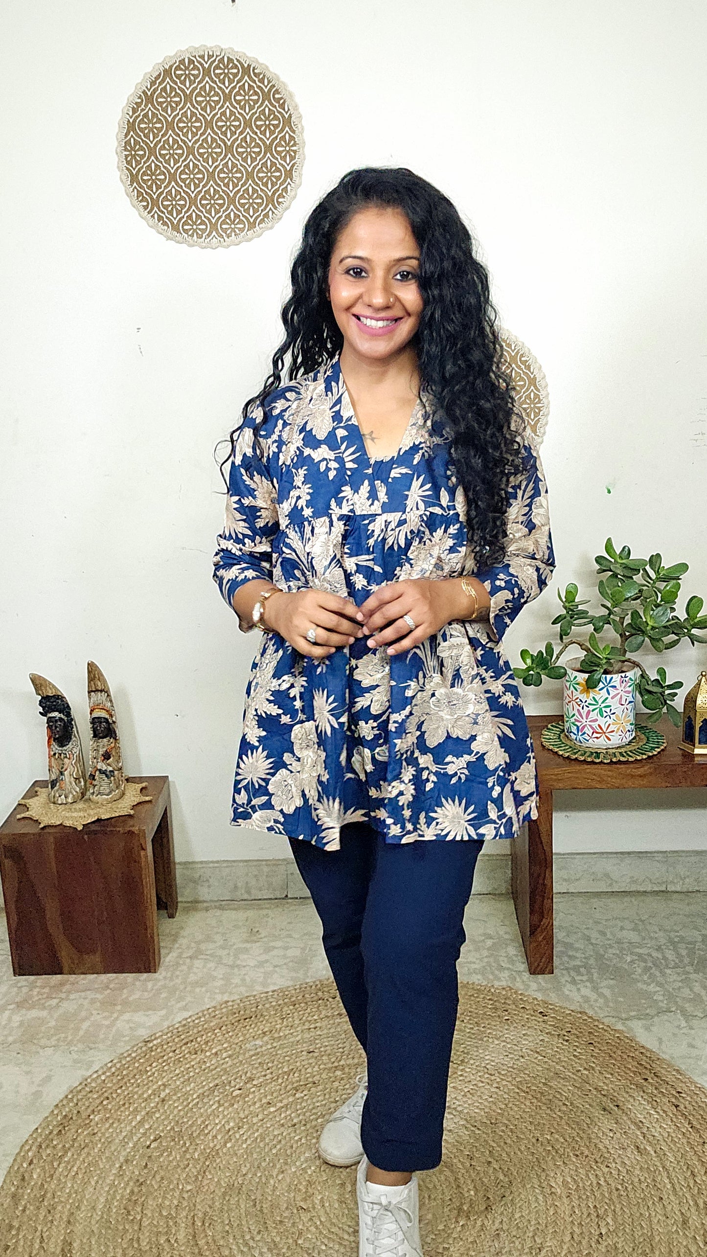 EthnixThread  cotton V-neck short top for Jeans Trouser