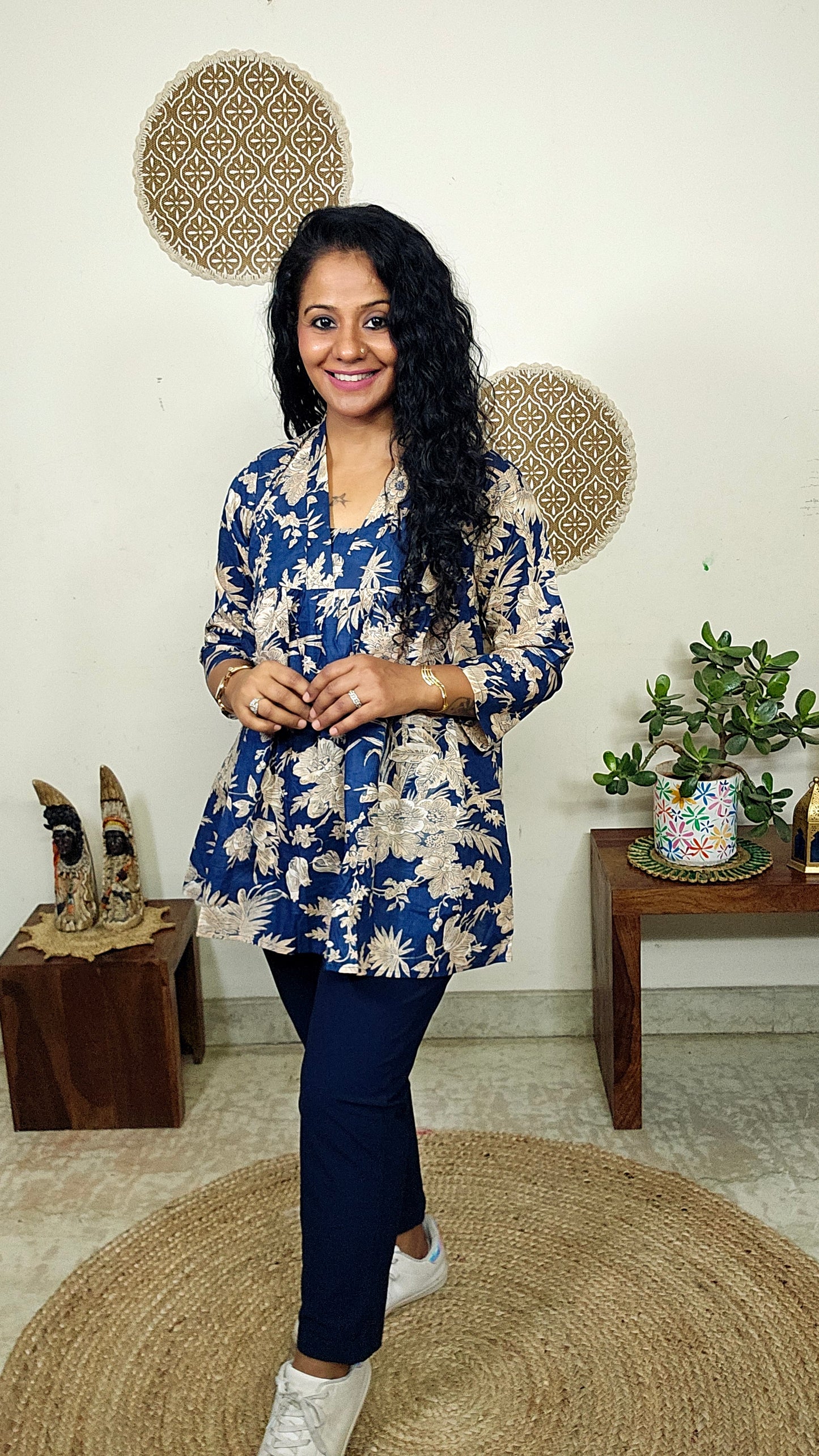 EthnixThread  cotton V-neck short top for Jeans Trouser