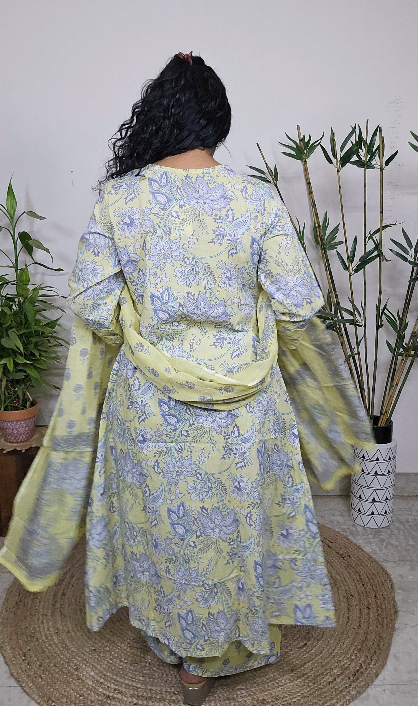 EthnixThread fancy cotton readymade A-line suit set