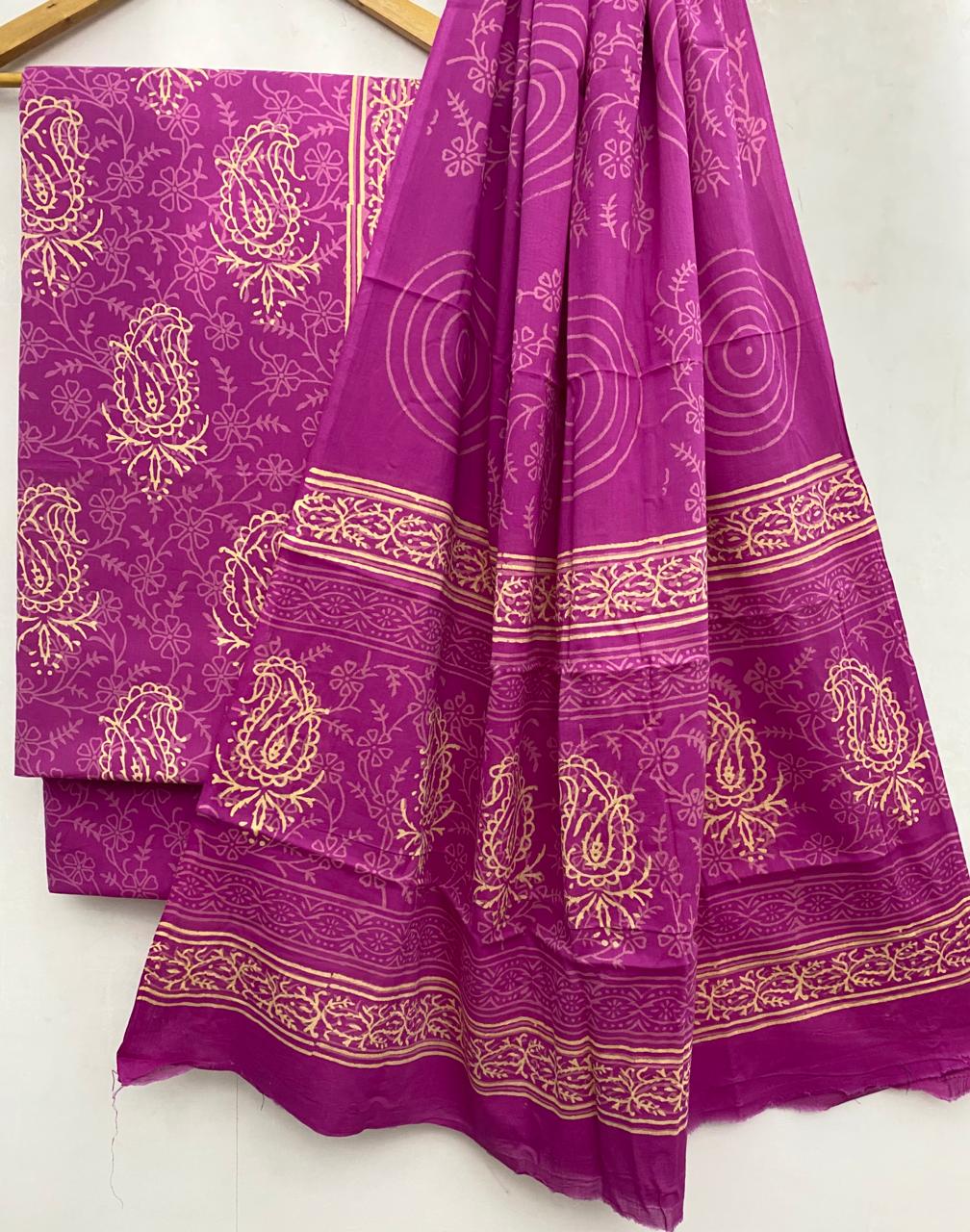 Pink Dress Material with Mul Cotton Dupatta