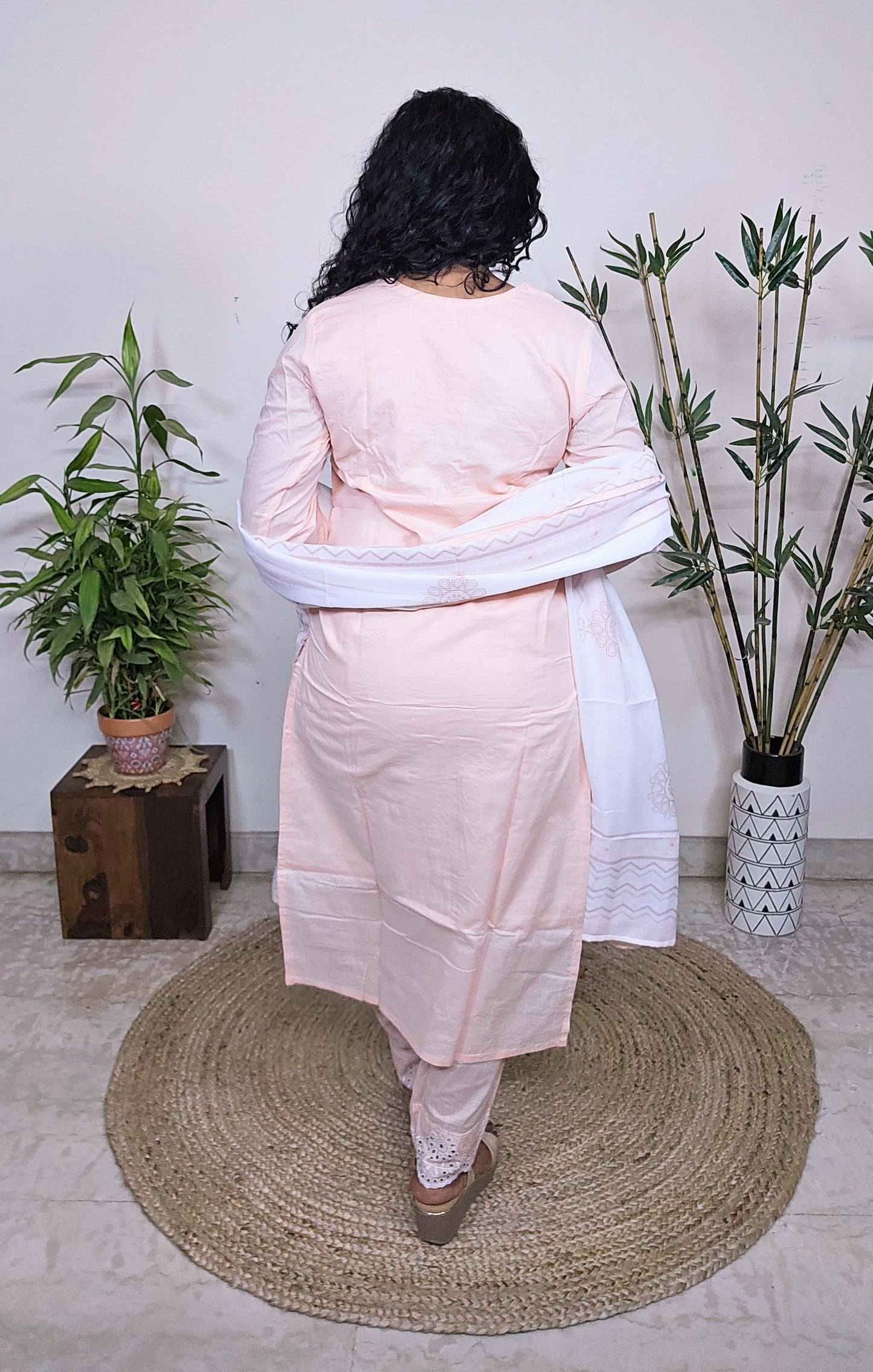 EthnixThread cotton peach embroidered fancy readymade suit sets