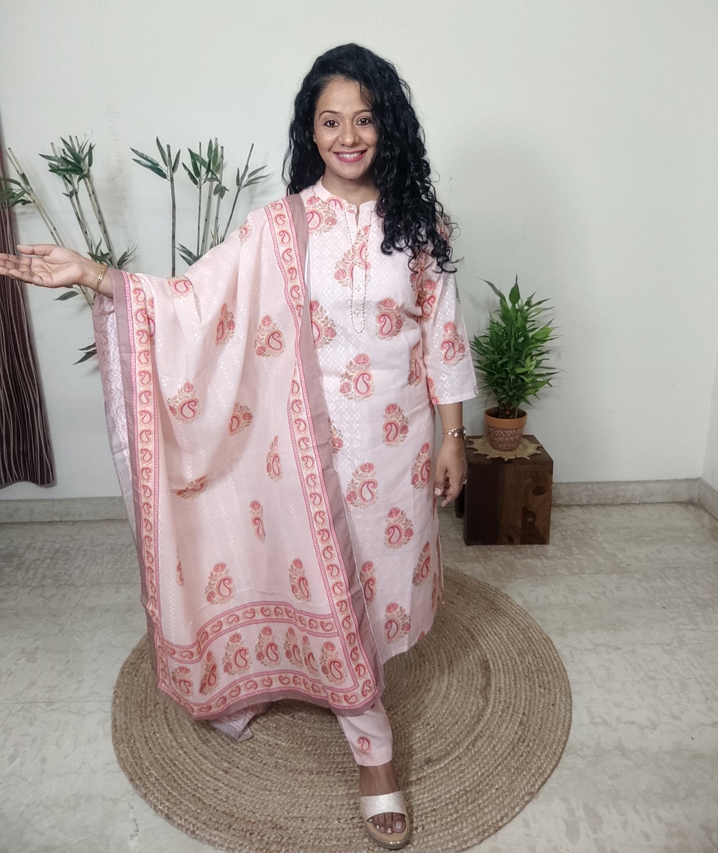 Cotton embroidered readymade suit set