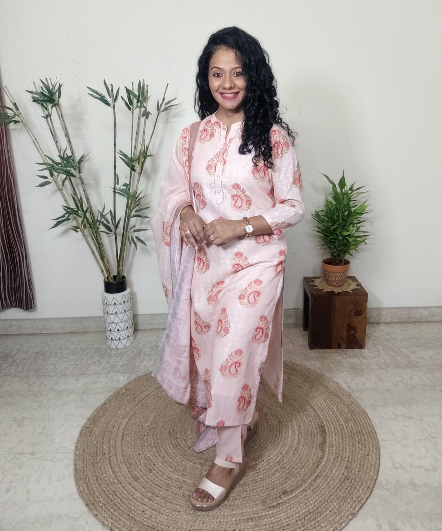 Cotton embroidered readymade suit set