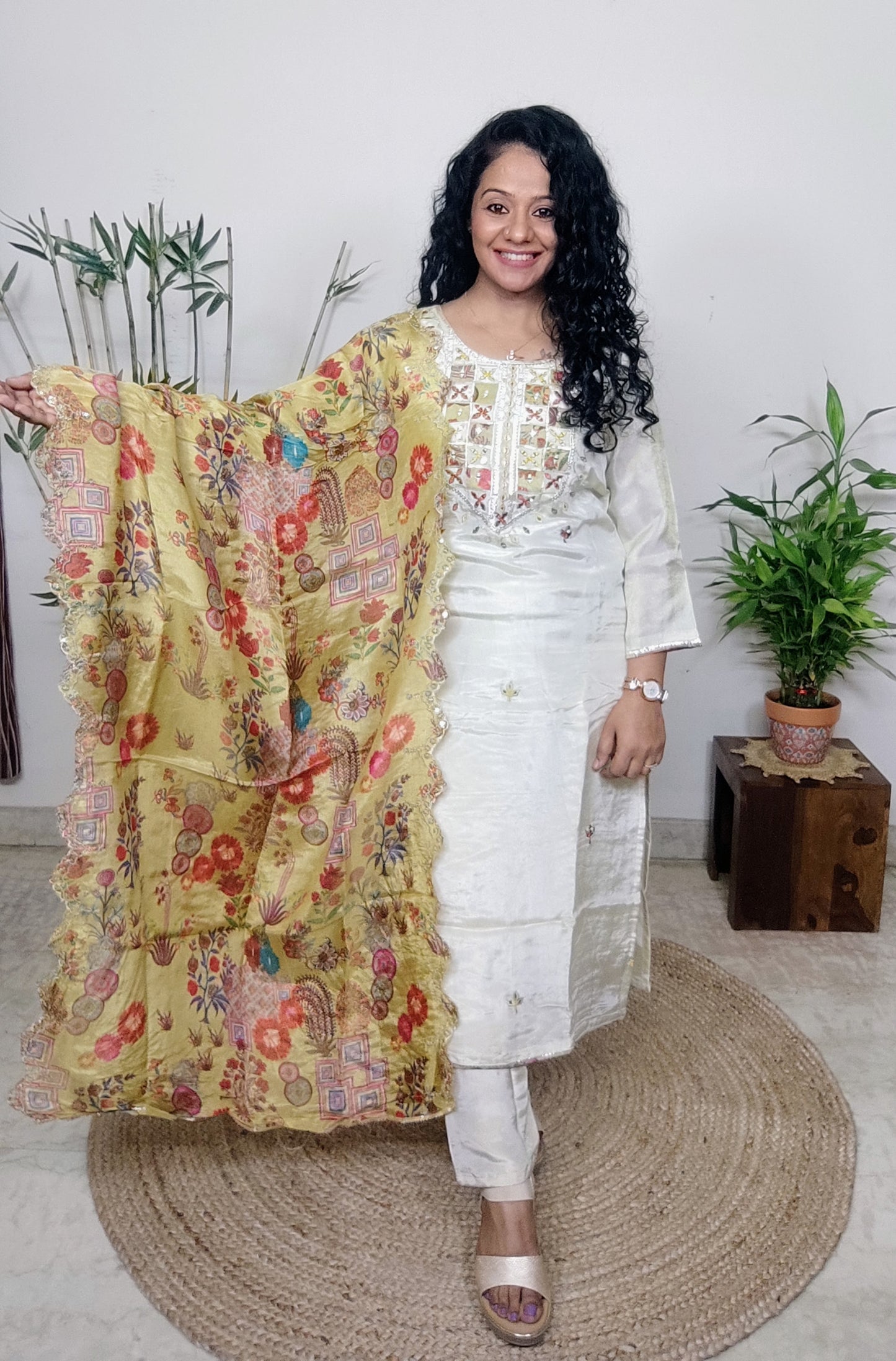 Silk Suit with Digital Print Dupatta