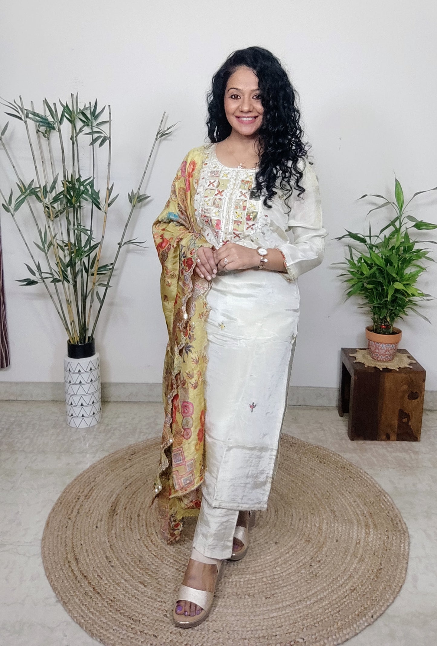 Silk Suit with Digital Print Dupatta