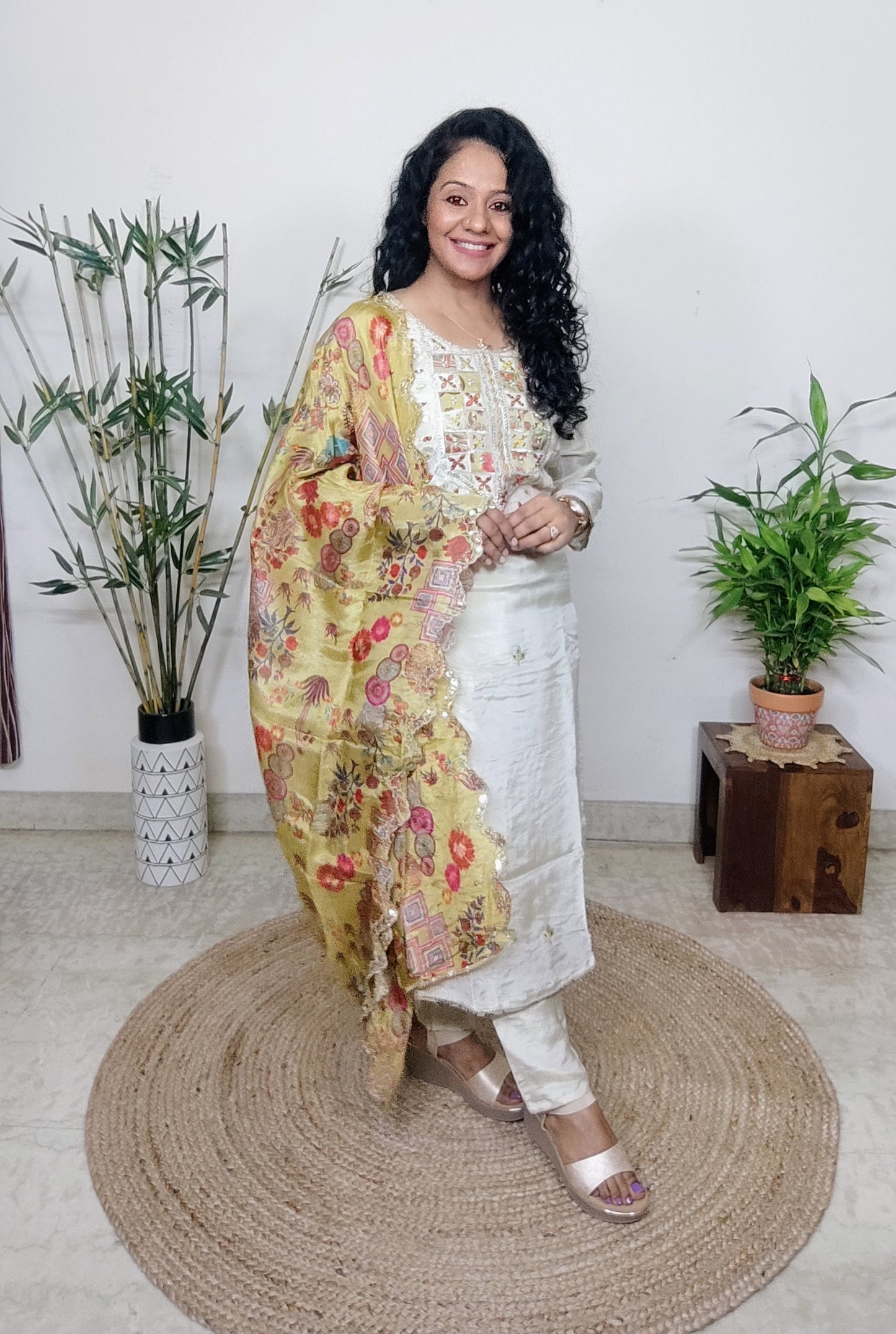 Silk Suit with Digital Print Dupatta