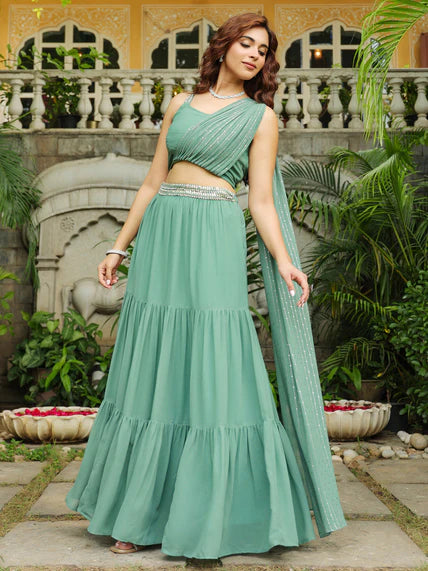 Indo-Western readymade Green dress