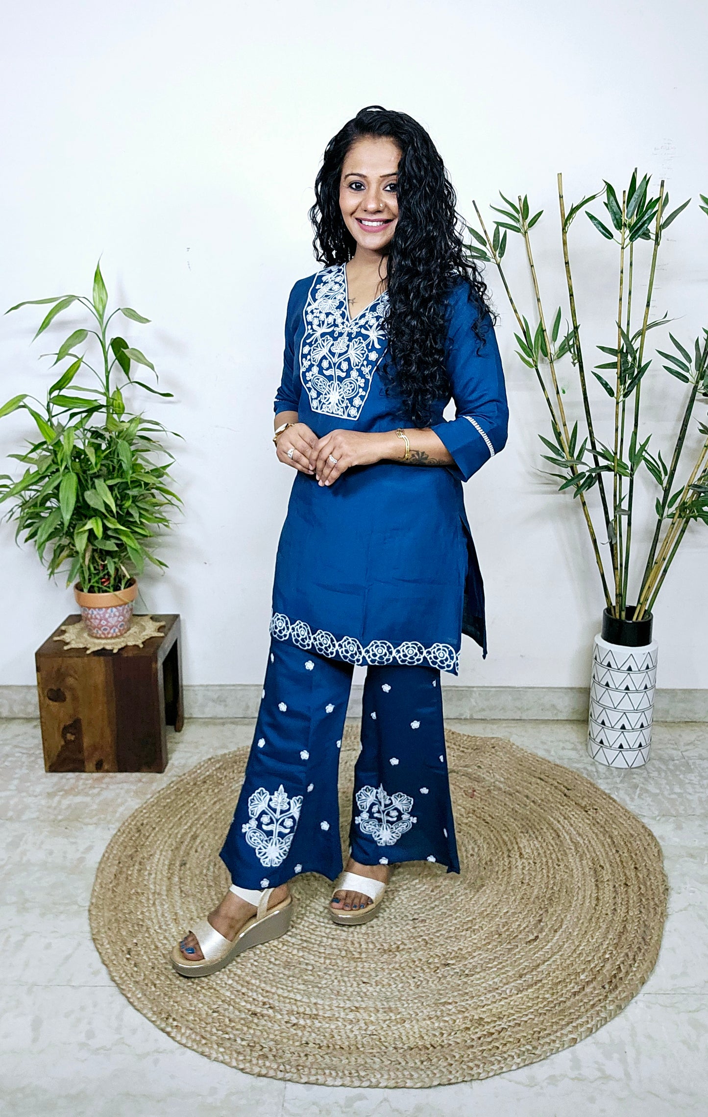 EthnixThread Trendy Embroidered Coord Sets for Women in Cotton Silk