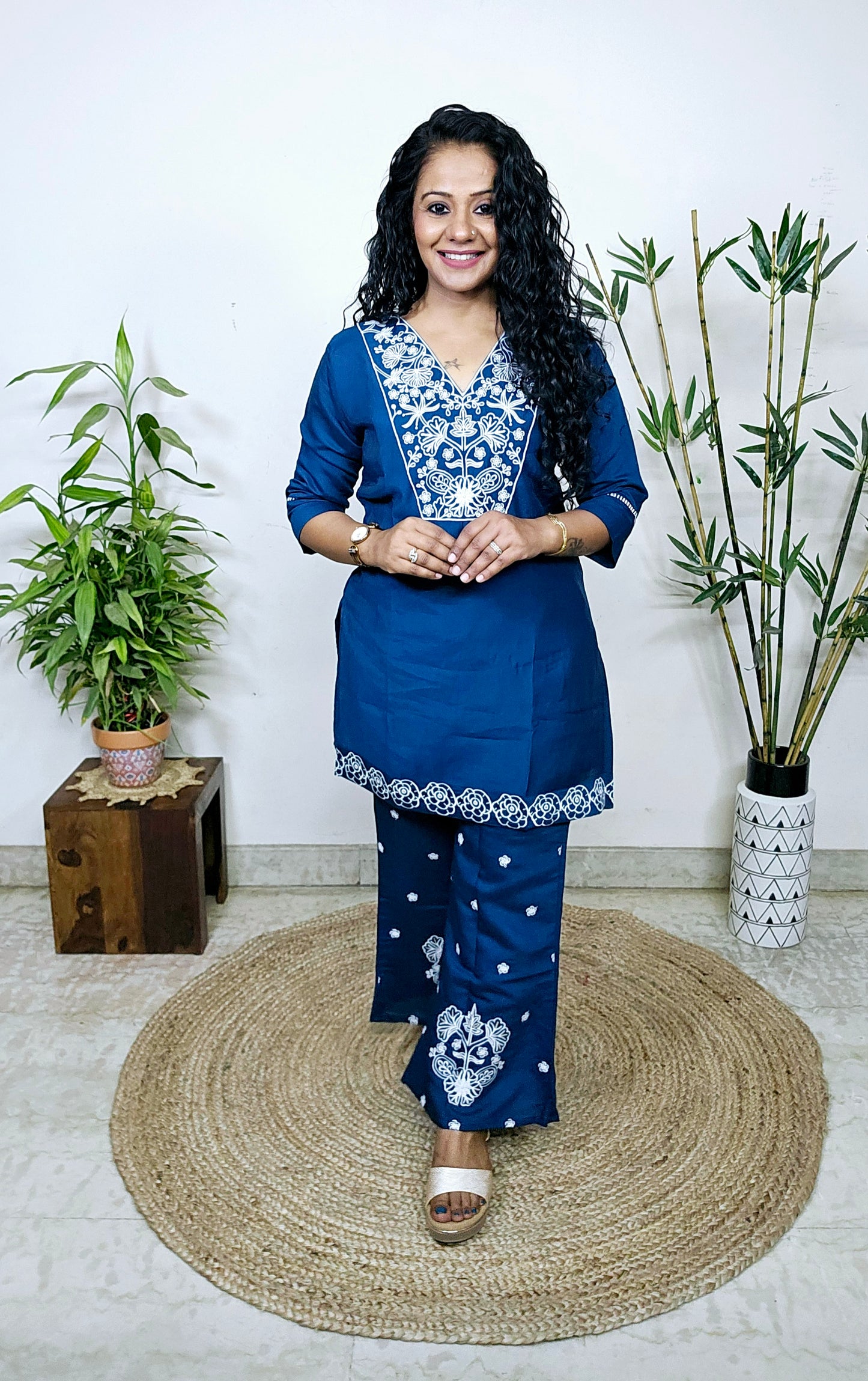 EthnixThread Trendy Embroidered Coord Sets for Women in Cotton Silk