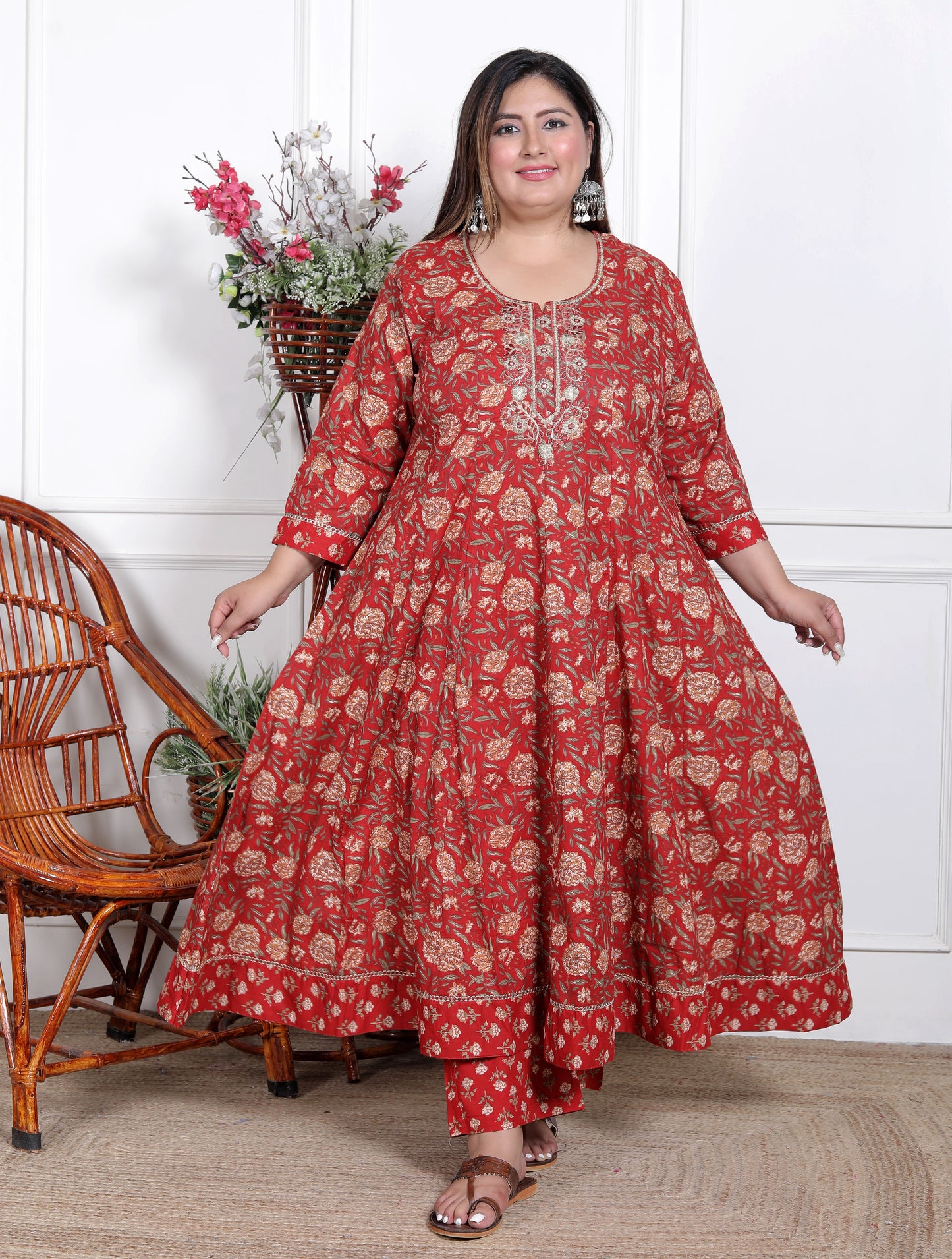 EthnixThread Heavy Designer Cotton Anarkali Suit Sets for Plus Sizes 3XL–6XL