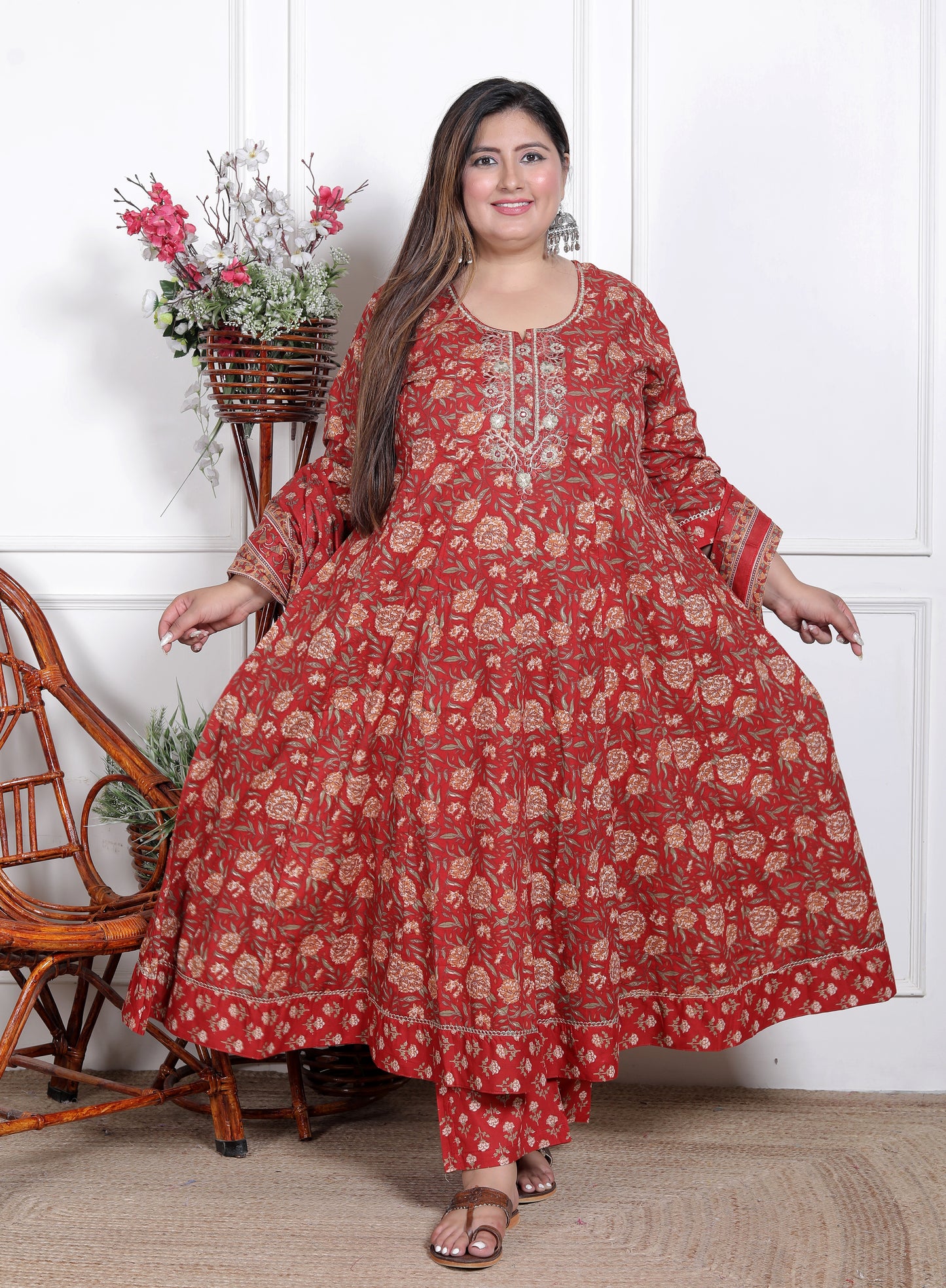 EthnixThread Heavy Designer Cotton Anarkali Suit Sets for Plus Sizes 3XL–6XL