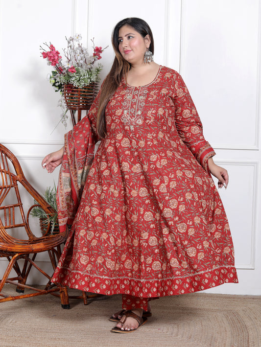 EthnixThread Heavy Designer Cotton Anarkali Suit Sets for Plus Sizes 3XL–6XL