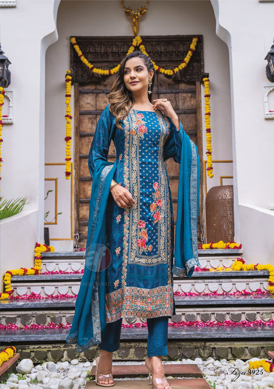 EthnixThread Wedding Readymade Blue Silk Suit Sets:Timeless Elegance and Effortless Style