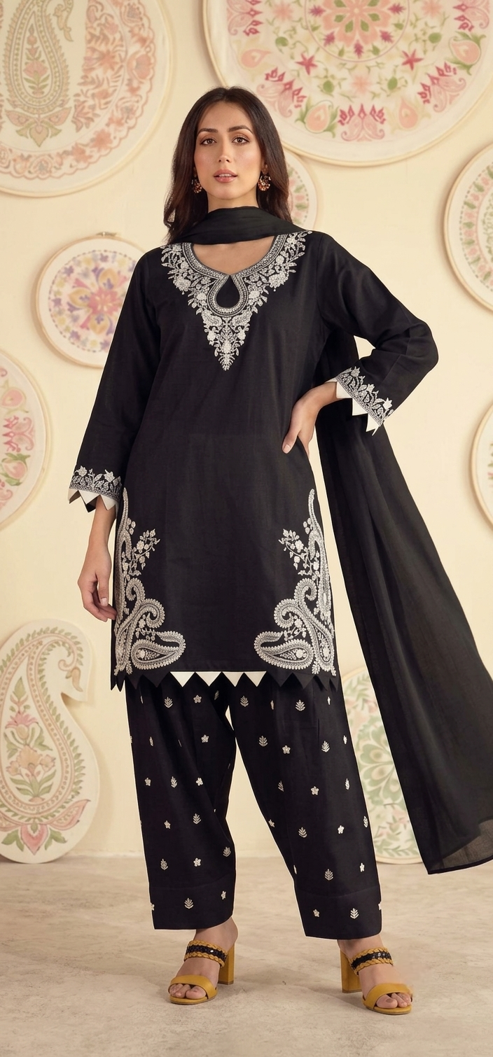EthnixThread Premium Cotton Embroidered Farshi Suit Sets for Women