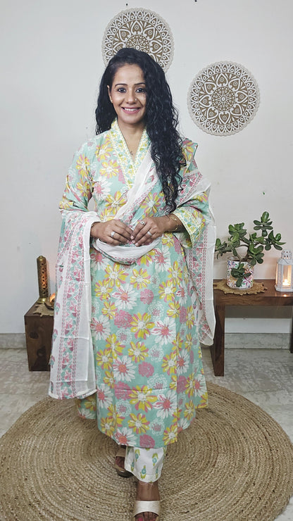 EthnixThread A-Line Cotton Readymade Kurta Set