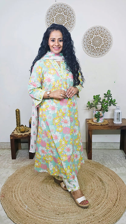 EthnixThread A-Line Cotton Readymade Kurta Set