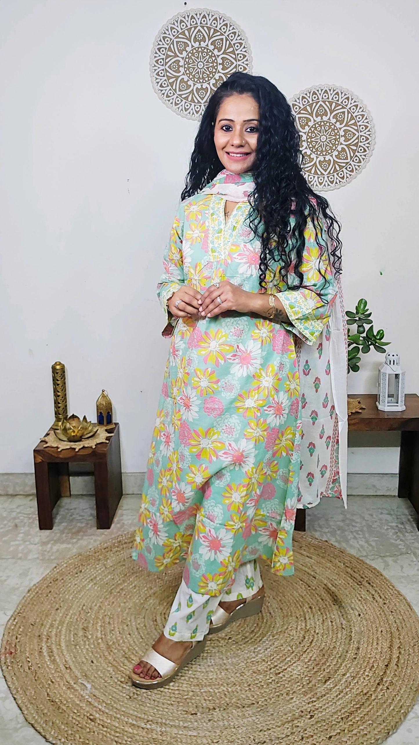 EthnixThread A-Line Cotton Readymade Kurta Set