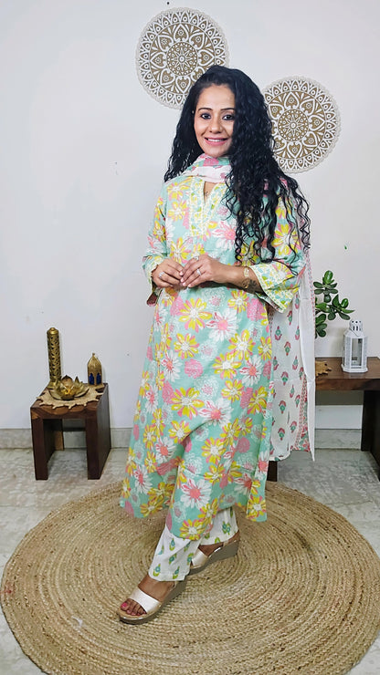 EthnixThread A-Line Cotton Readymade Kurta Set