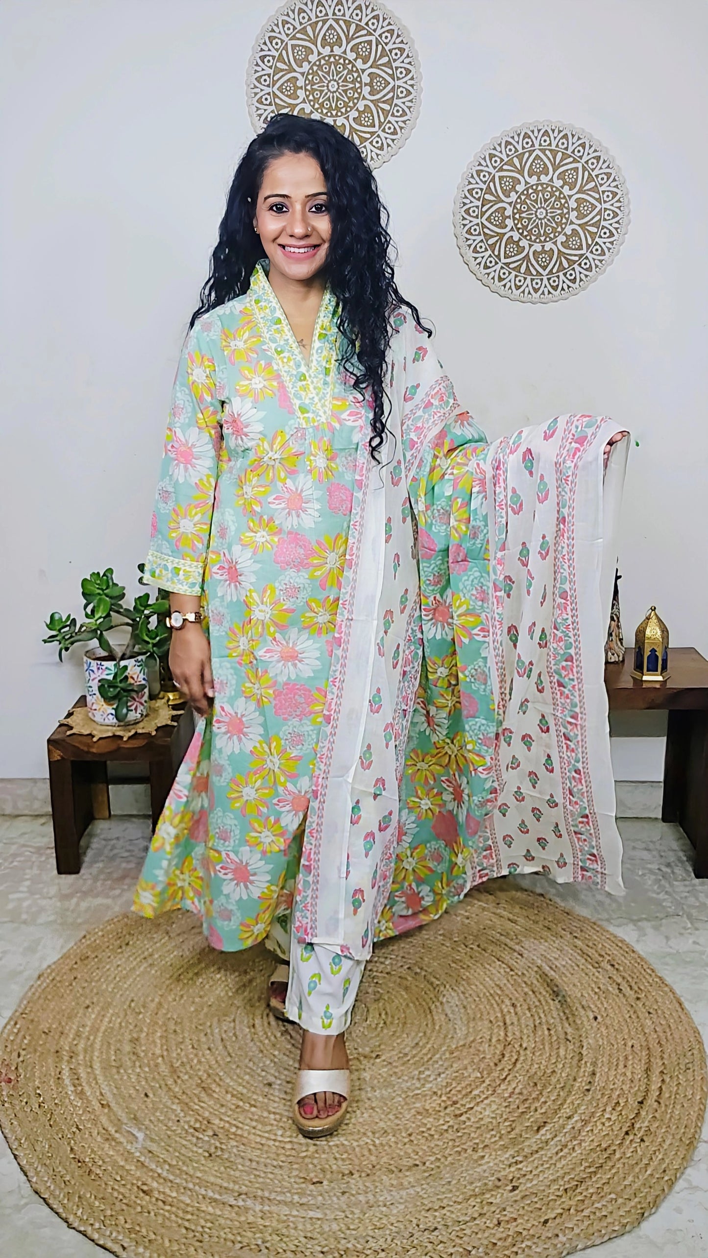 EthnixThread A-Line Cotton Readymade Kurta Set