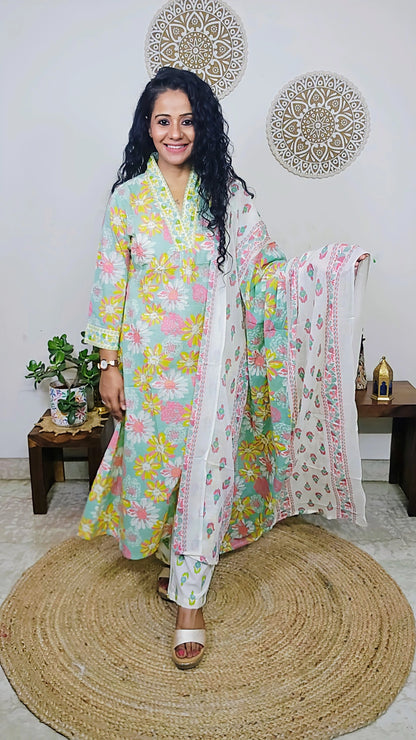 EthnixThread A-Line Cotton Readymade Kurta Set