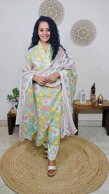 EthnixThread A-Line Cotton Readymade Kurta Set