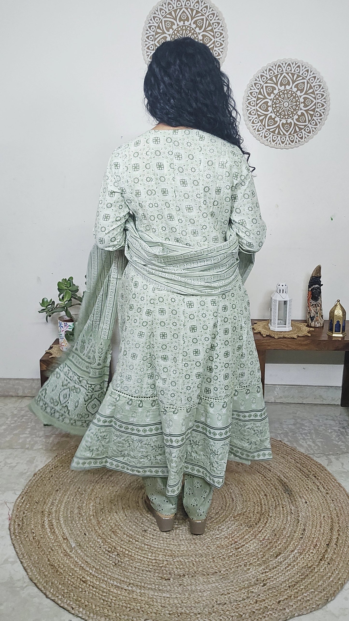 EthnixThread handcrafted Jaipuri Cotton Anarkali Suit Set