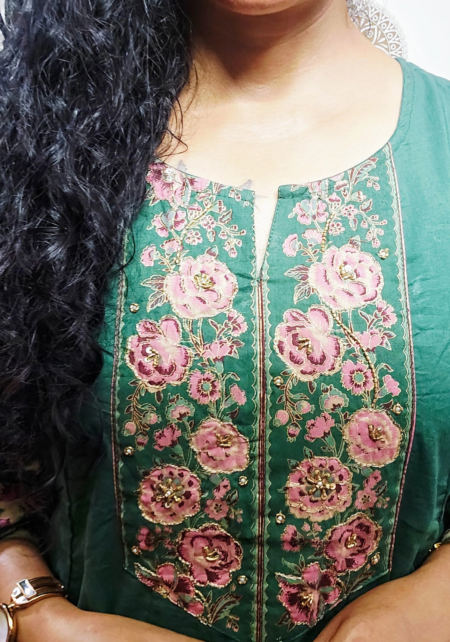 EthnixThread kalamkari Yoke & Contrast Border Anarkali Suit Set