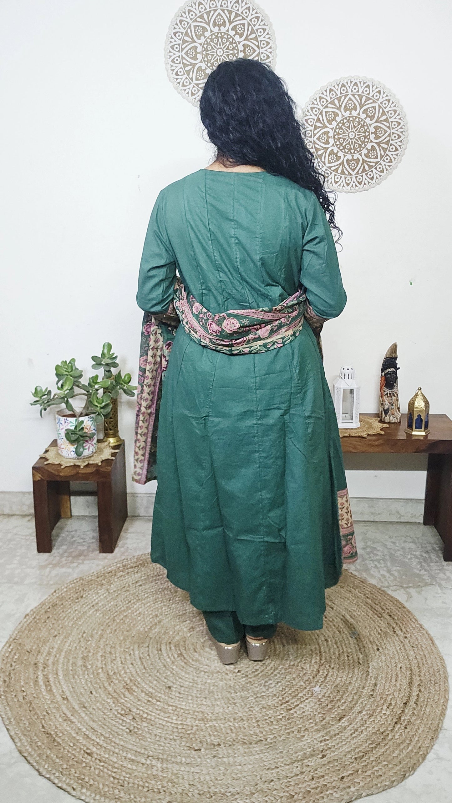 EthnixThread kalamkari Yoke & Contrast Border Anarkali Suit Set