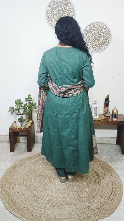 EthnixThread kalamkari Yoke & Contrast Border Anarkali Suit Set
