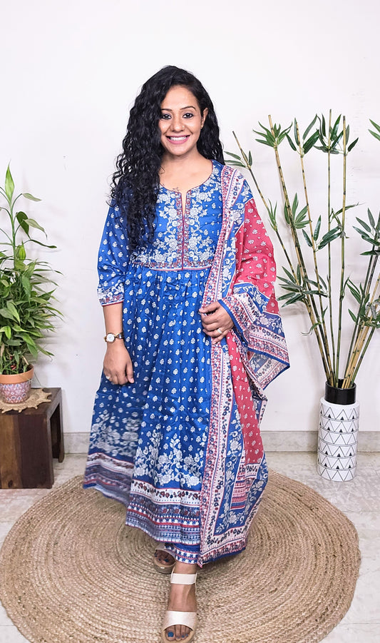 EthnixThread Embroidered Fancy Readymade Anarkali Suit Set