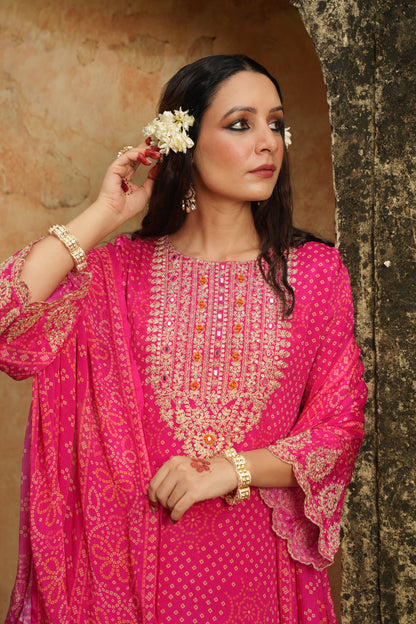 EthnixThread Bandhani Embroidered Party Wear Suit Sets for Festive Celebrations