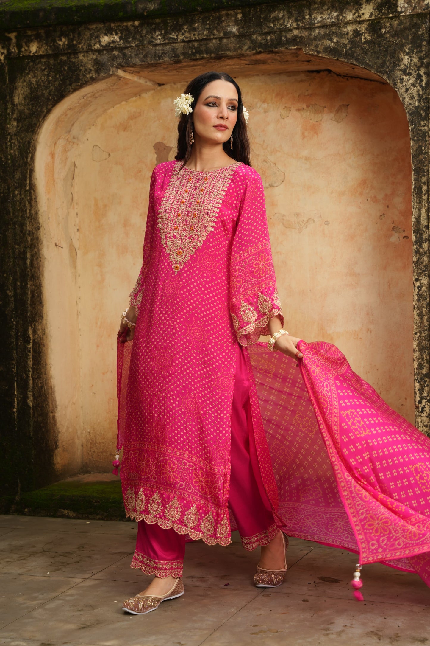 EthnixThread Bandhani Embroidered Party Wear Suit Sets for Festive Celebrations