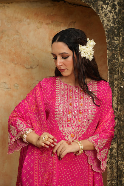 EthnixThread Bandhani Embroidered Party Wear Suit Sets for Festive Celebrations