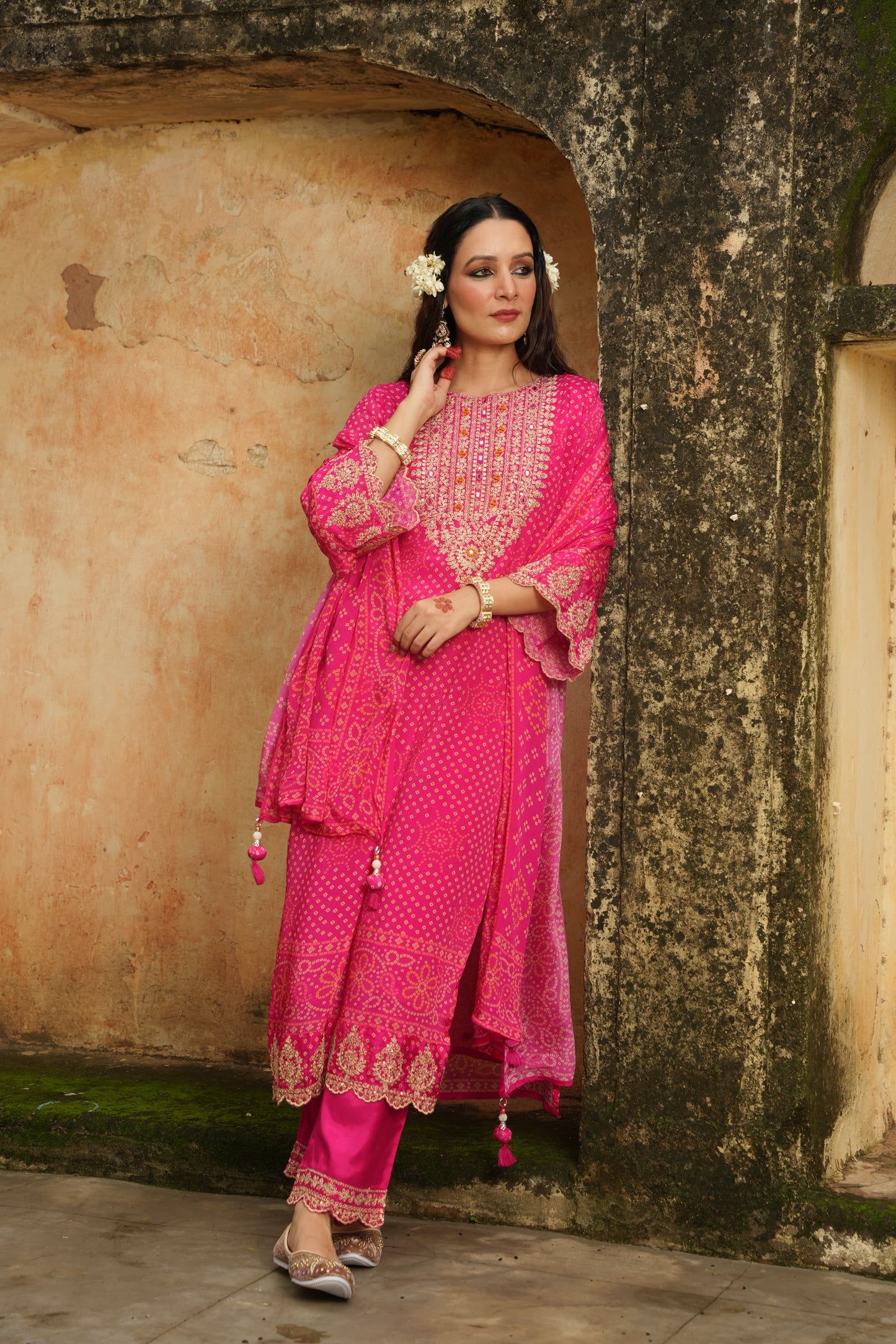 EthnixThread Bandhani Embroidered Party Wear Suit Sets for Festive Celebrations