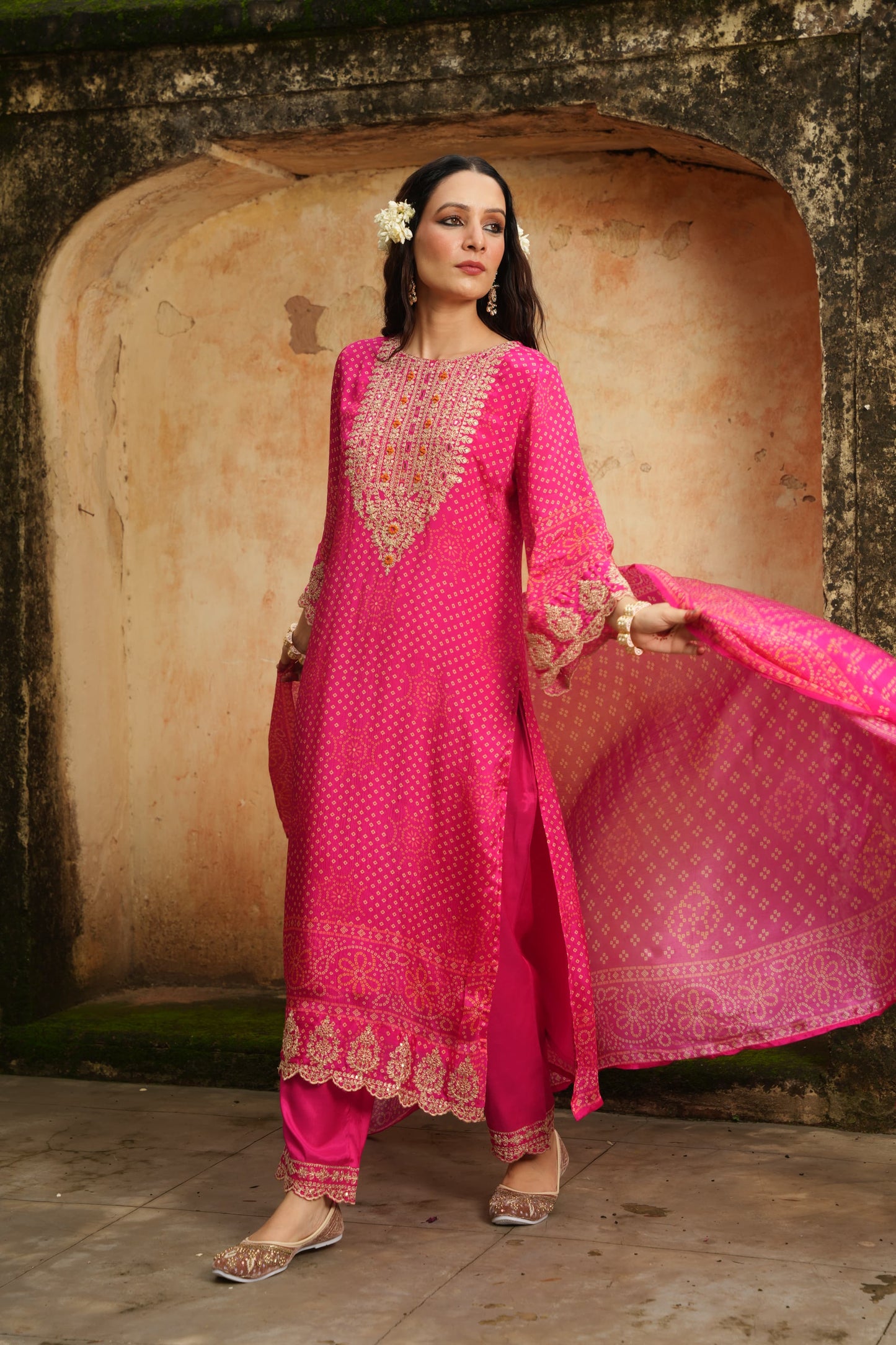EthnixThread Bandhani Embroidered Party Wear Suit Sets for Festive Celebrations