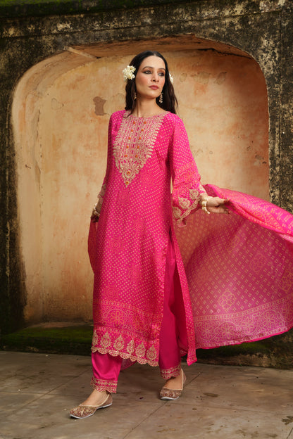 EthnixThread Bandhani Embroidered Party Wear Suit Sets for Festive Celebrations