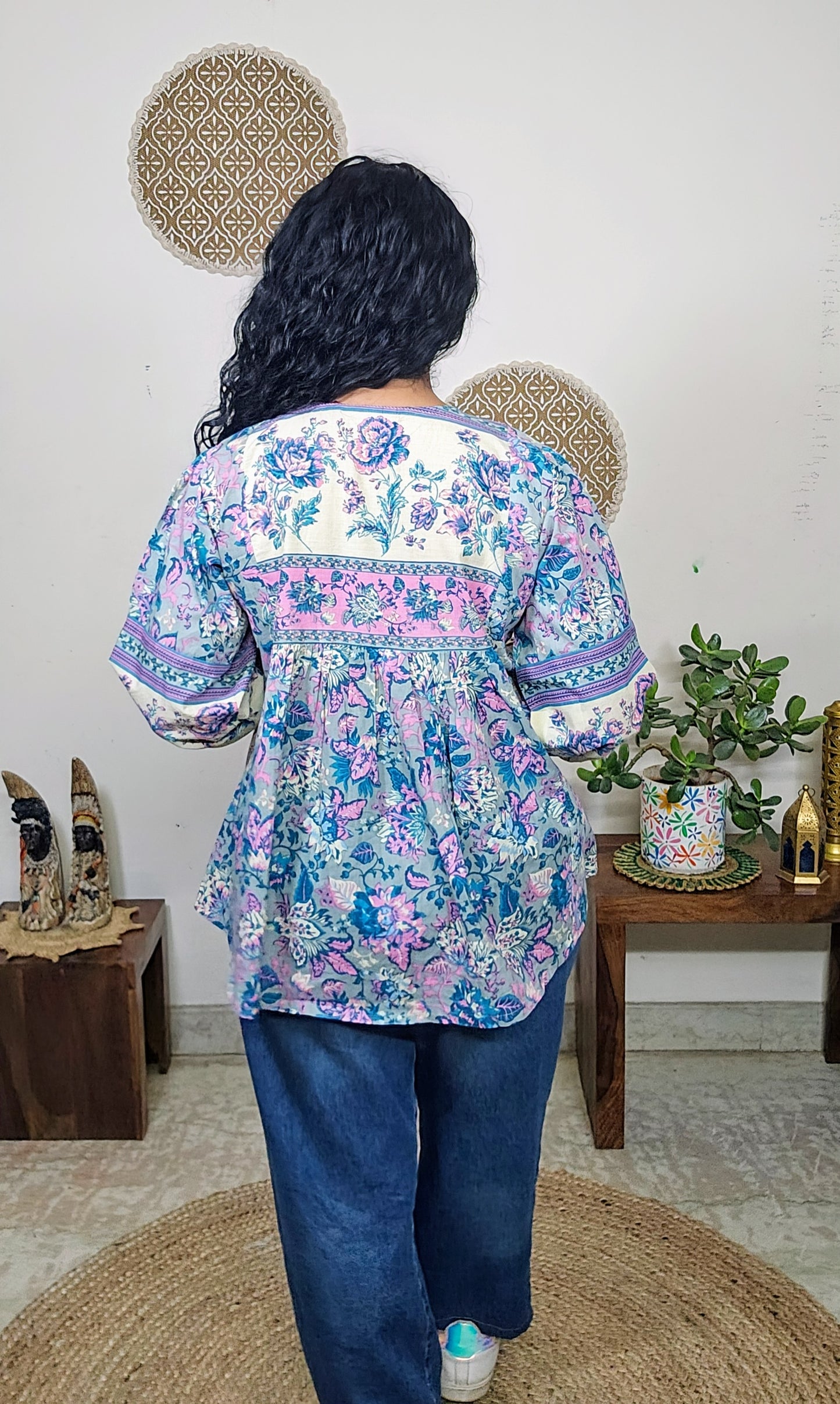 EthnixThread cotton round-neck short top for Jeans Trouser