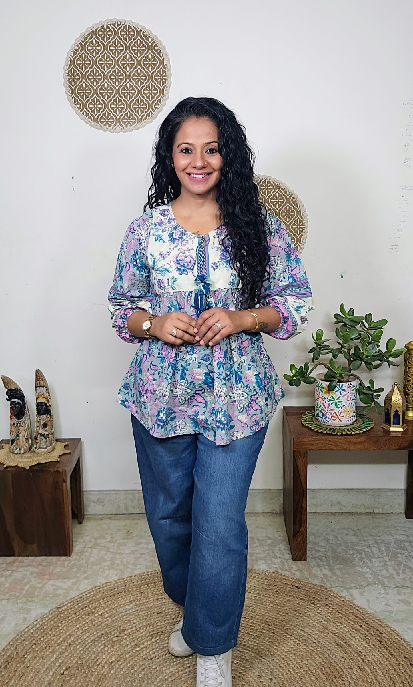 EthnixThread cotton round-neck short top for Jeans Trouser