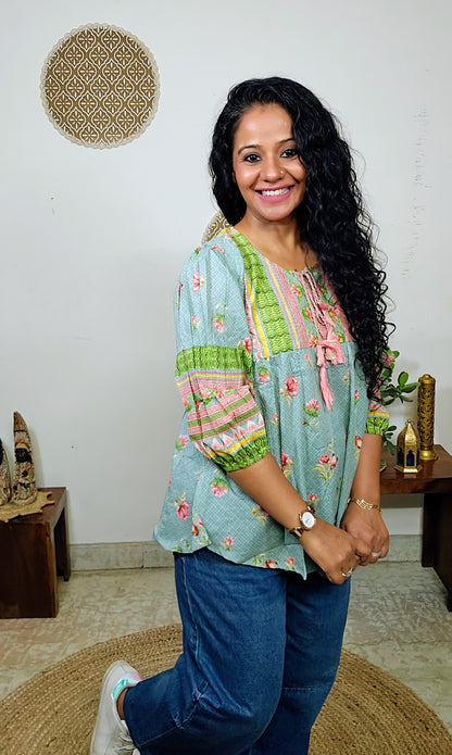 EthnixThread cotton round-neck short top for Jeans Trouser