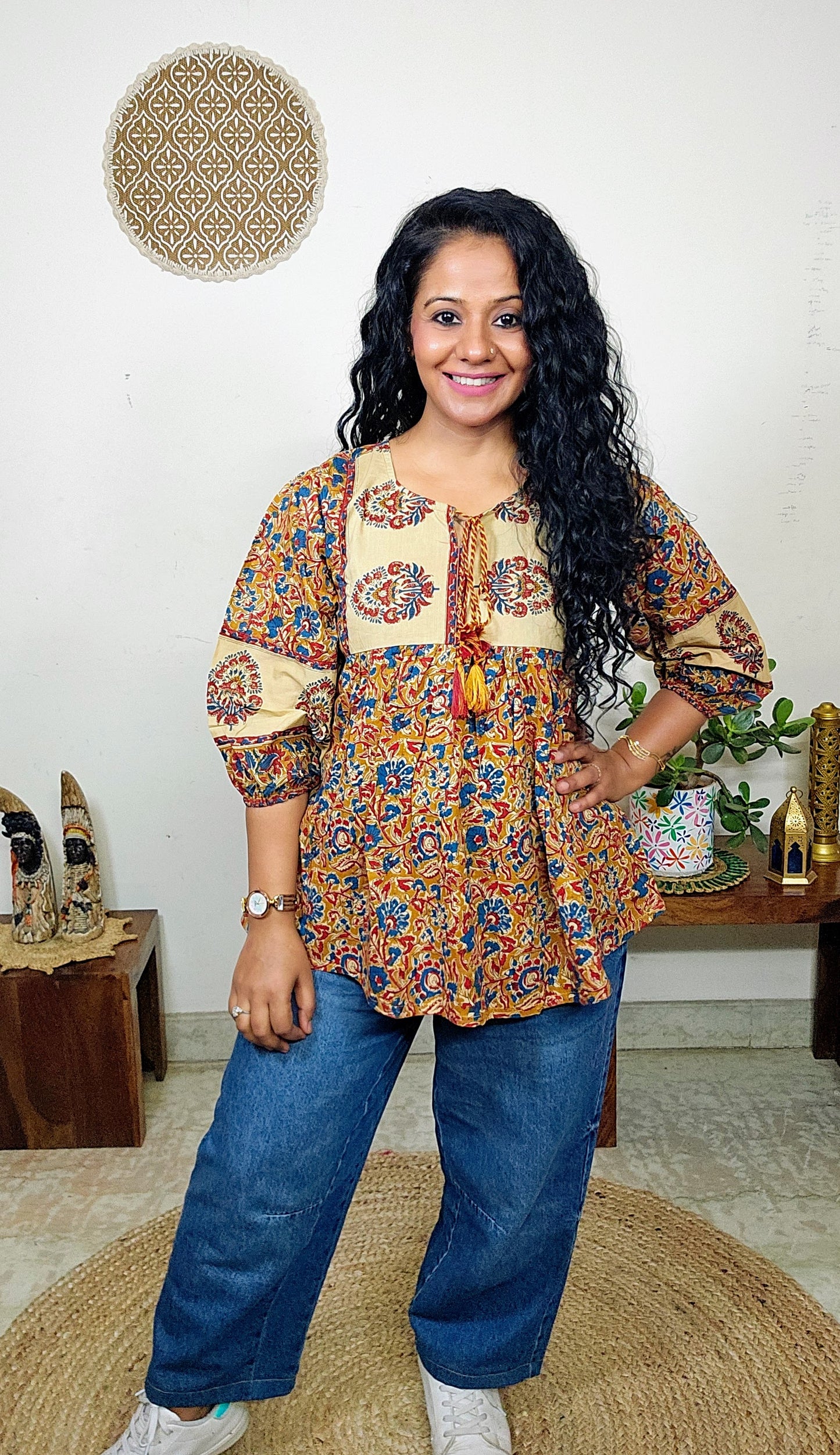 EthnixThread cotton round-neck short top for Jeans Trouser
