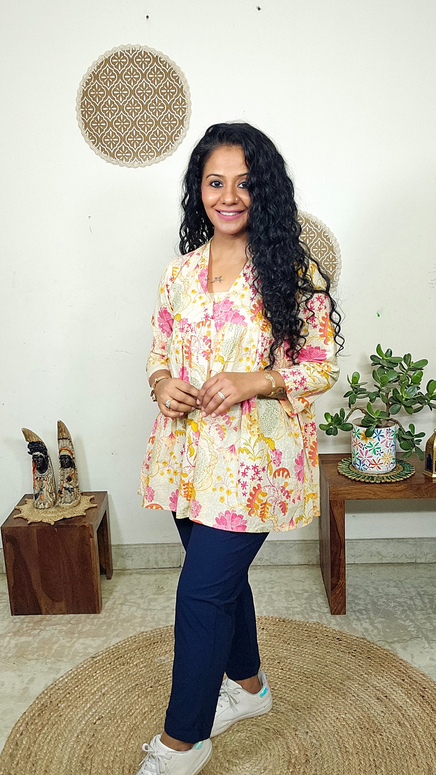 EthnixThread  cotton V-neck short top for Jeans Trouser